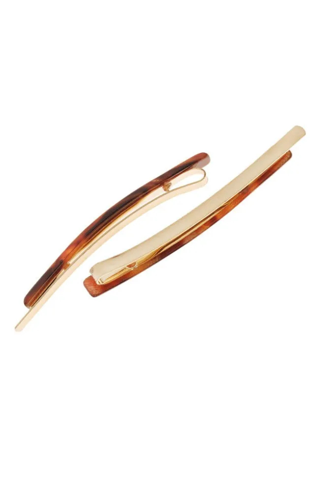 Bobby Pin Pair on Gold Wire - Classic