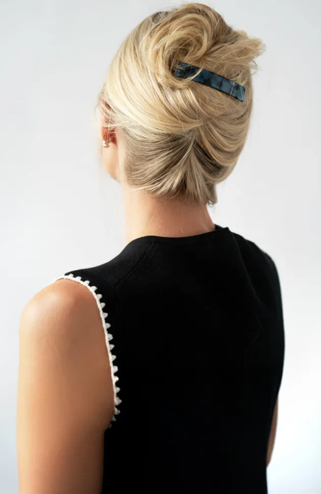 Classic Rectangle Barrette - Blue Tokyo