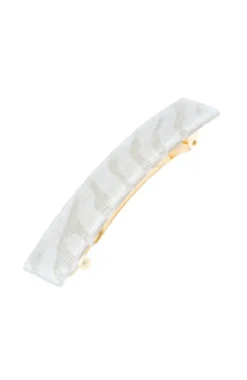 Classic Rectangle Barrette - Metallic Zebra