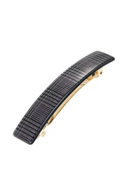 Classic Rectangle Barrette - Plaid Black