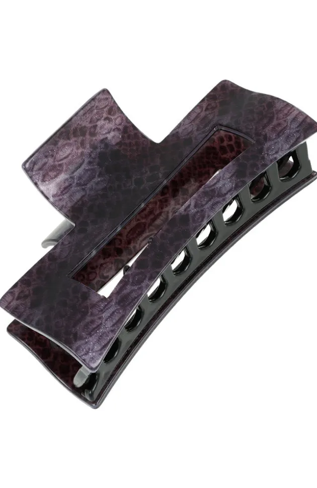 Large Cutout Rectangle Claw Clip - Aztec