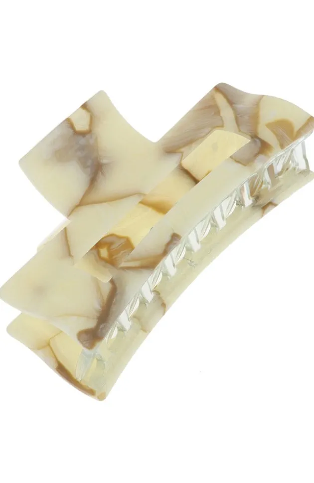 Large Cutout Rectangle Claw Clip - Carrara