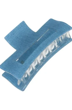 Large Cutout Rectangle Claw Clip - Denim