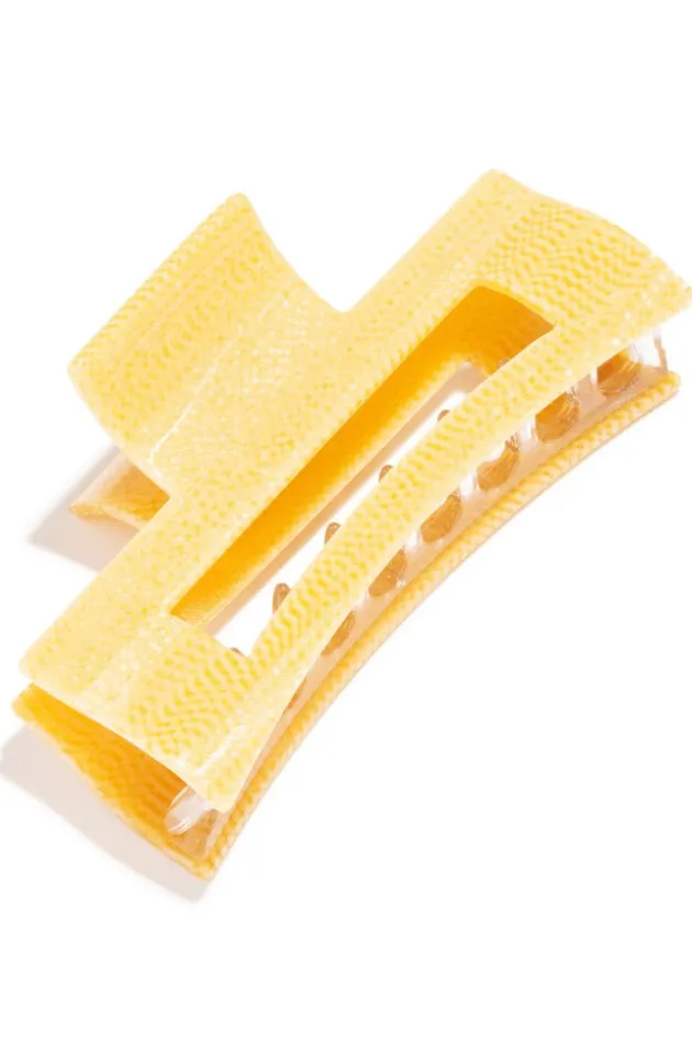 Large Cutout Rectangle Claw Clip - Straw