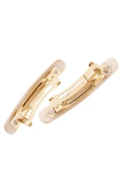 Mini Rectangle Barrette Pair - Classic