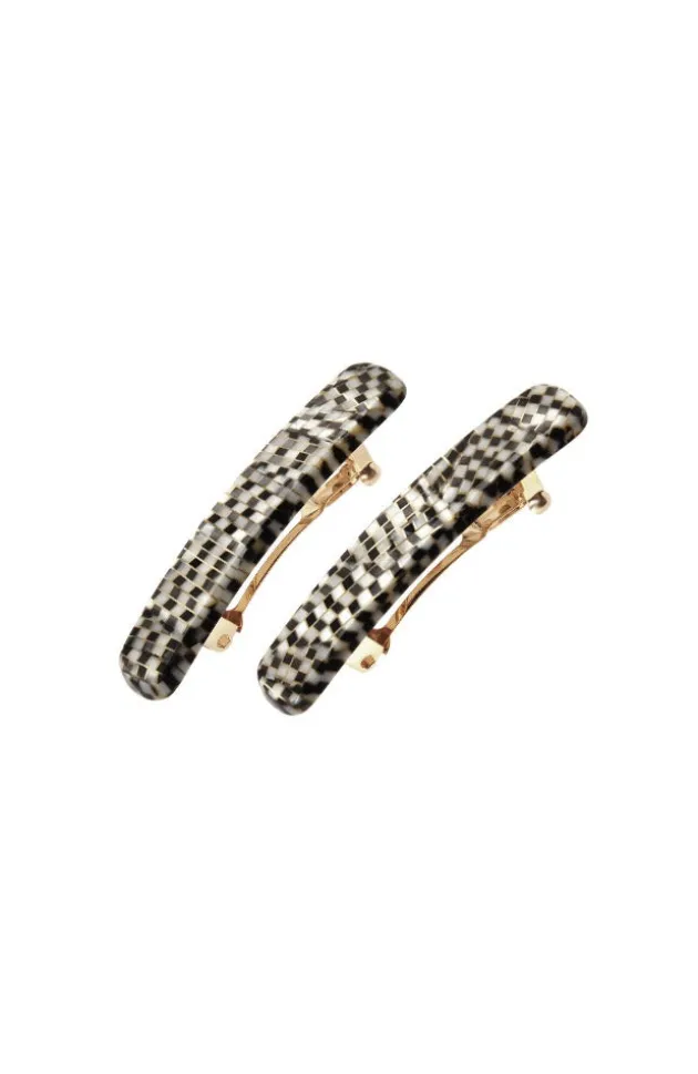 Mini Rectangle Barrette Pair - Classic