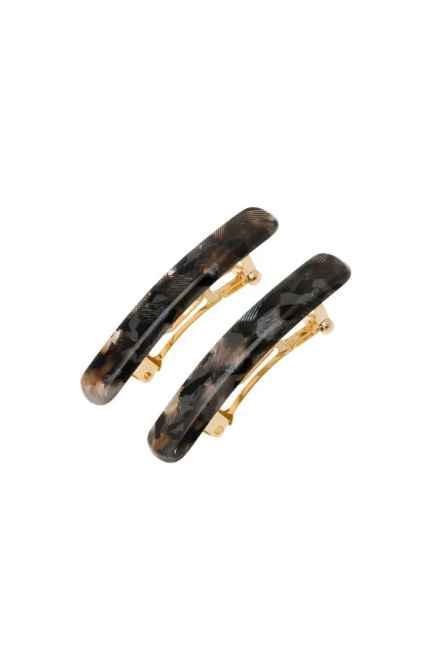 Mini Rectangle Barrette Pair - Pavlova