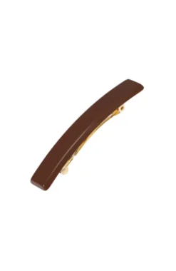 Small Luxury Rectangle Barrette - Chocolate